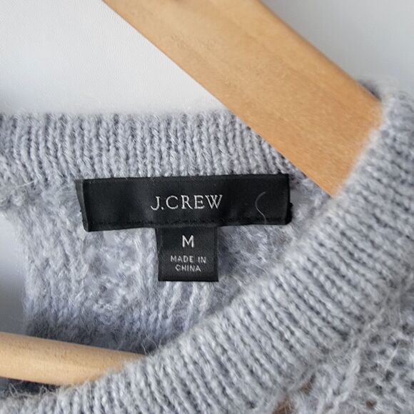 j crew BD619  sweater  womens size M Balloon-sleeve cable-knit - Picture 7 of 8